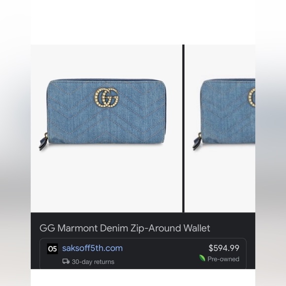 Gucci GG Zip Around Denim Marmont Wallet - Picture 12 of 14